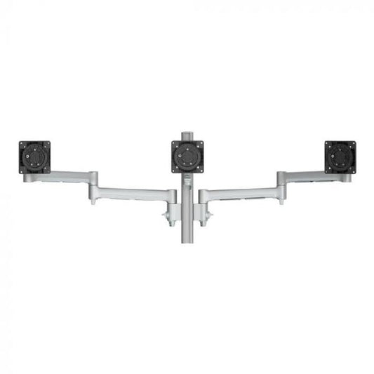 Atdec AWMS-3-13714 Triple Monitor Arms + 400mm Post / 12kg (26.5lb) Flat Screens, 10kg (22lb) Curved Screens + Heavy-Duty F Clamp Desk Fixing, Silver-0