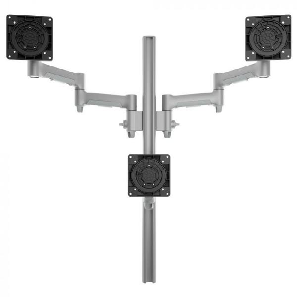 Atdec AWMS-3-TH467 Triple Monitor &quot;Stack&quot; Desk Mount and Grommet Clamp Desk Fixing, Silver-0