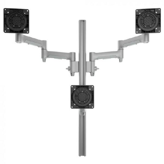 Atdec AWMS-3-TH467 Triple Monitor &quot;Stack&quot; Desk Mount and Heavy-Duty F Clamp Desk Fixing, Silver-0