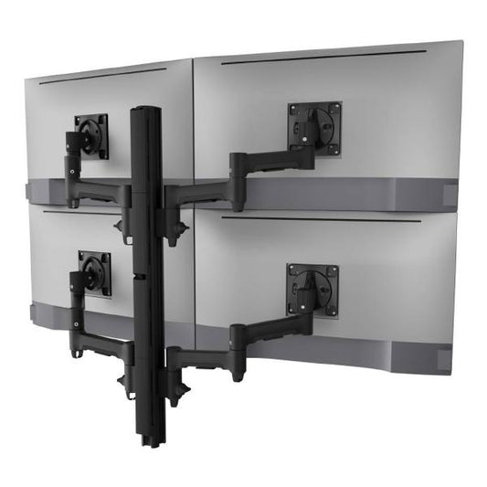 Atdec AWMS-4-4675 Quad 460mm Monitor Arms on 750mm Post. 12kg Flat Screens, 10kg Curved Screens, Heavy-Duty F Clamp Desk Fixing, Black-0