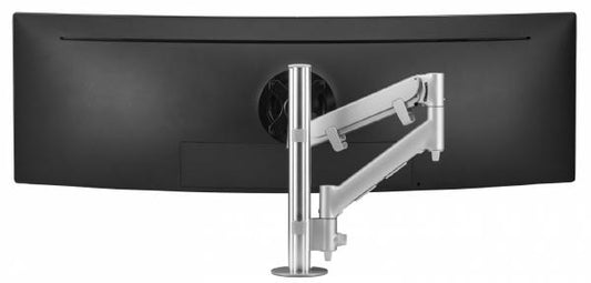 Atdec AWMS-HX40 Heavy Duty Dynamic Arm on Post. Max Load: 6-14kg (Flat) 12kg (Curved), Grommet Clamp Desk Fixing, Silver-0