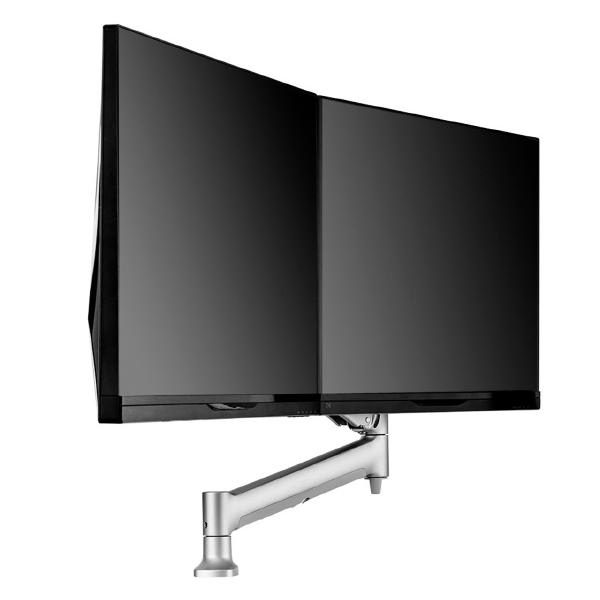 Atdec AWMS-RHXB Tandem Dynamic Dual Monitor Mount. C-Clamp Desk Fixing. Max Load 2-7kg. Up to 27&quot; screens. Silver-0