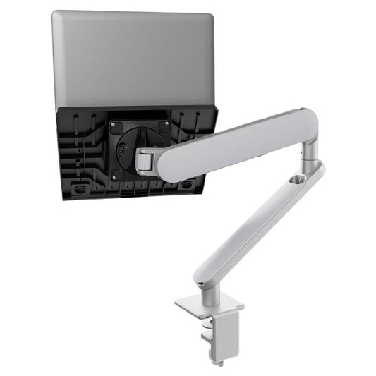 Atdec Ora High-Performance Dynamic Monitor Arm with Laptop Tray. Up to 18&quot; laptops, Max Load 7kg, F-Clamp Desk Fixing. White-0