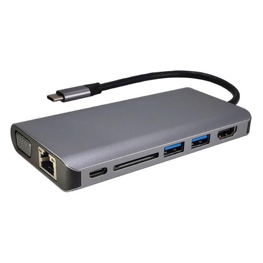 Shintaro USB-C Travel Display Multi Hub with USB-C to HDMI/VGA, 2 USB 3.0, USB-C PD3.0 and Gigabit Ethernet Connectivity-0