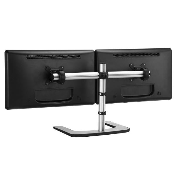 Atdec VFS-DH Dual Horizontal Freestanding Mount, For Displays 24&quot; - 32&quot;, Max Load: 12kg (Flat) 9kg (Curved), Polished Silver, 10 Year Warranty-0