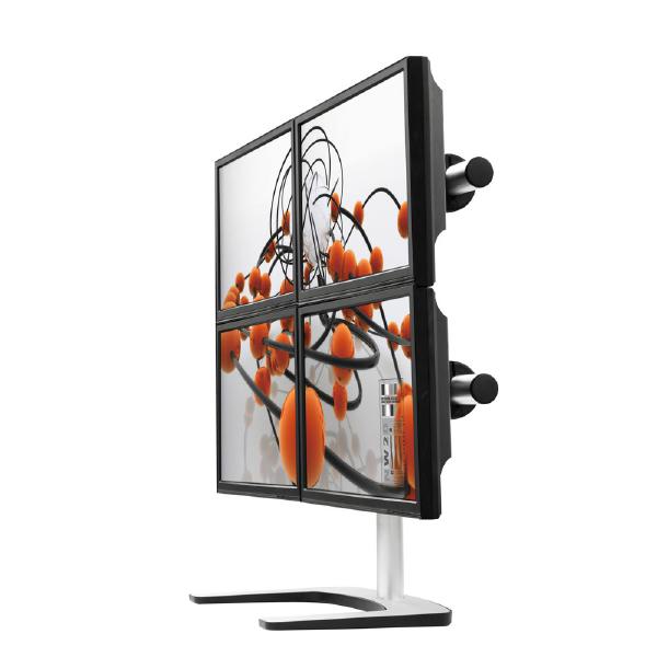 Atdec VFS-Q Quad or Triple Freestanding Mount, For Displays 24&quot; - 32&quot;, Max Load: 8kg (Flat) 6kg (Curved), Polished Silver, 10 Year Warranty-0
