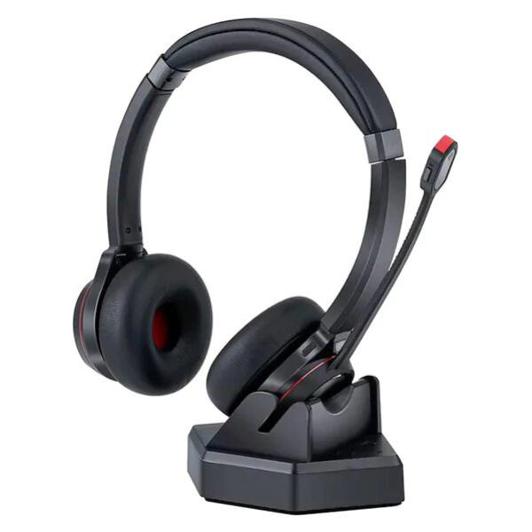 Shintaro  Wireless Headset with Mic - Noise Cancelling, Dual Device Connectivity, 30m Range, 40 Hours Talk Time, with Charging Base-0
