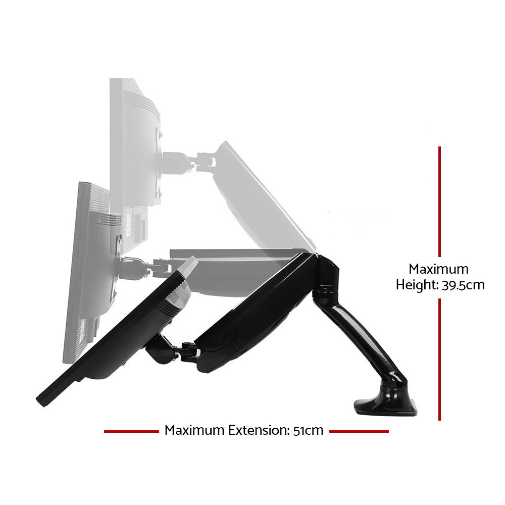 Artiss Monitor Arm Gas Spring Dual Desk Mount Screen Holder-1