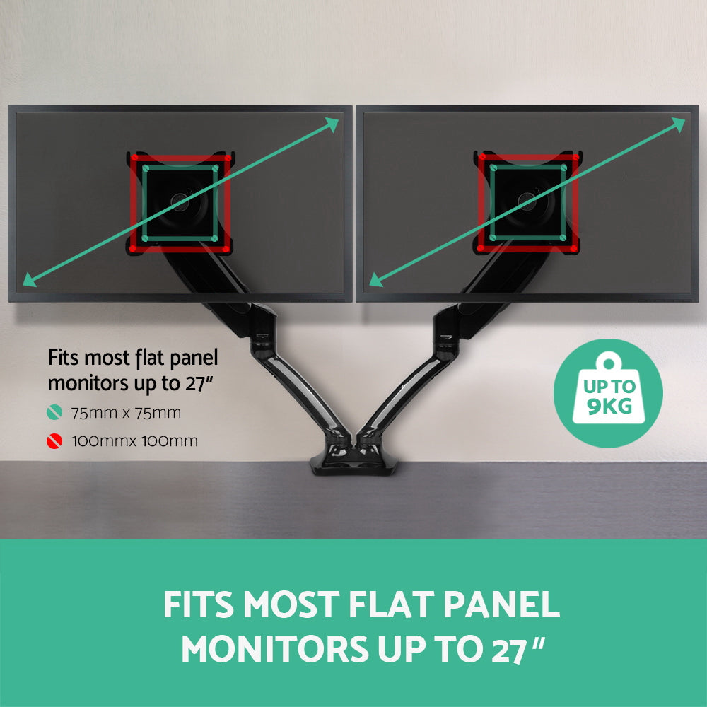 Artiss Monitor Arm Gas Spring Dual Desk Mount Screen Holder-6