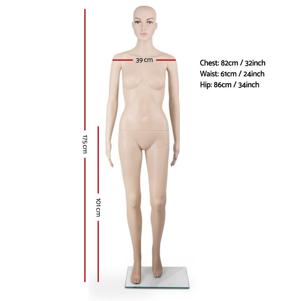 175cm Tall Full Body Female Mannequin - Skin Coloured-1