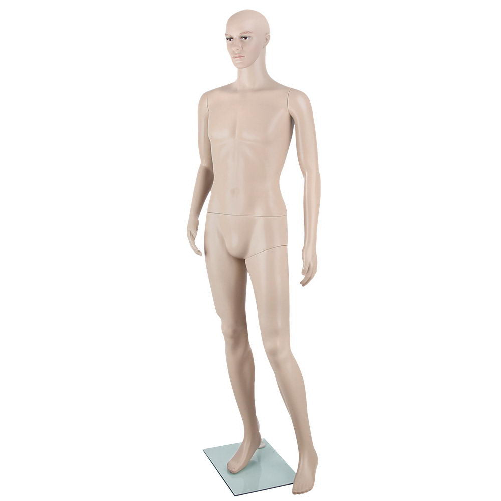 186cm Tall Full Body Male Mannequin - Skin Coloured-0