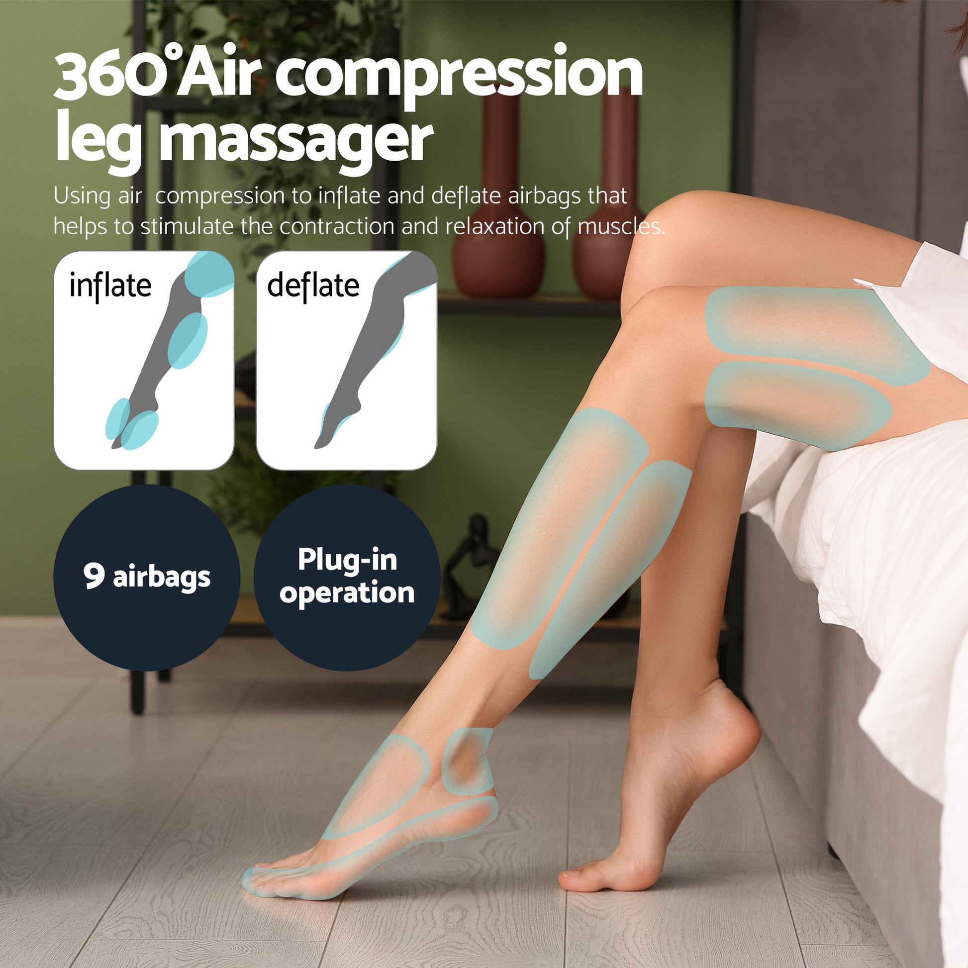 Livemor Leg Foot Massager Air Compression With Back Neck Massager Heat-3