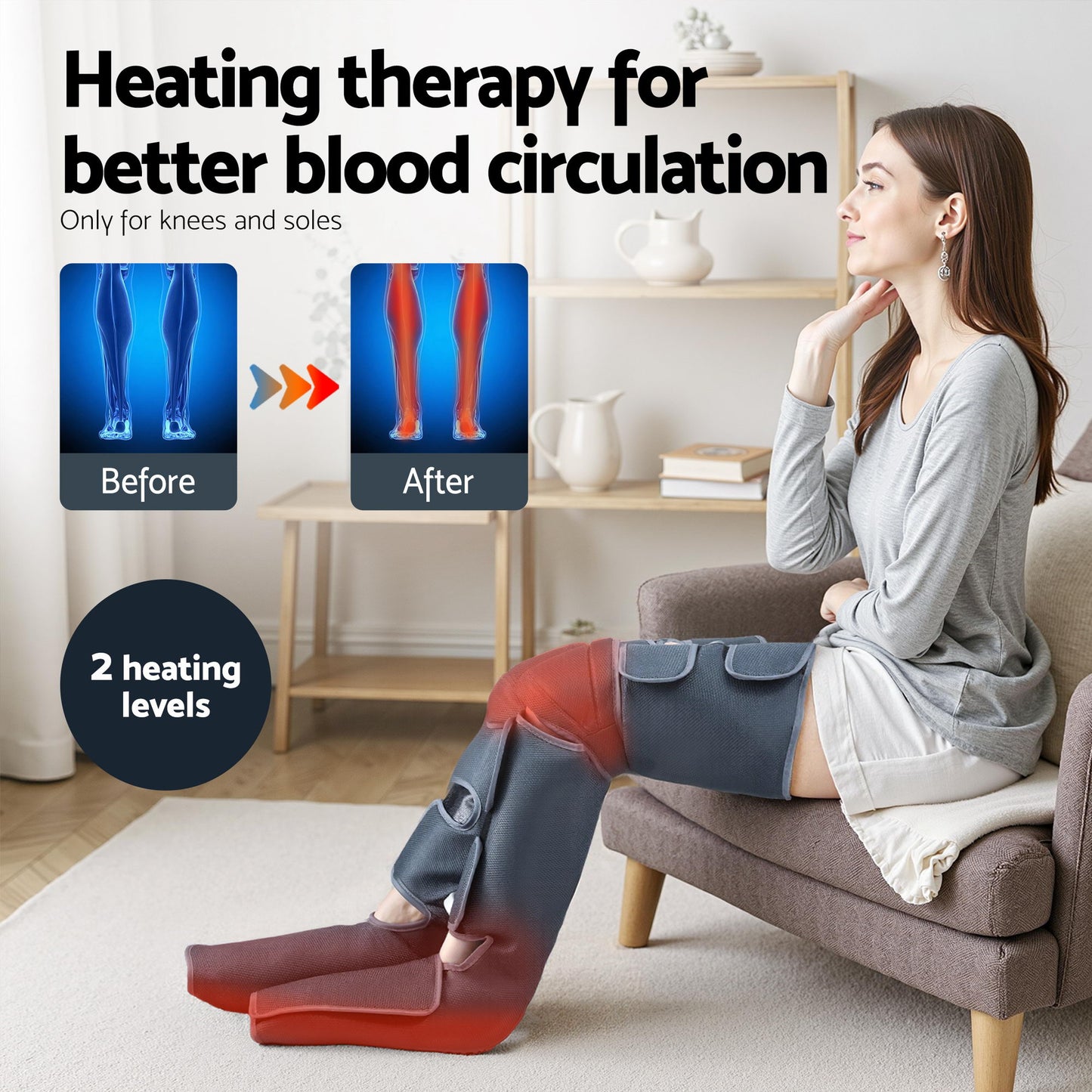 Livemor Electric Leg Foot Massager Air Wrap With Shiatsu Neck Massager Heating-5