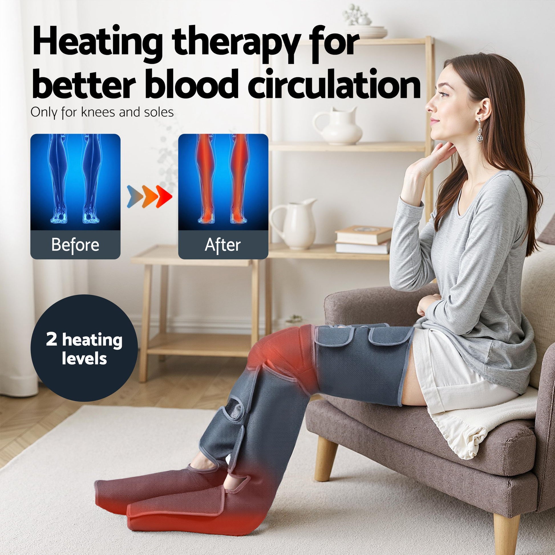 Livemor Electric Leg Foot Massager Air Wrap With Shiatsu Neck Massager Heating-5