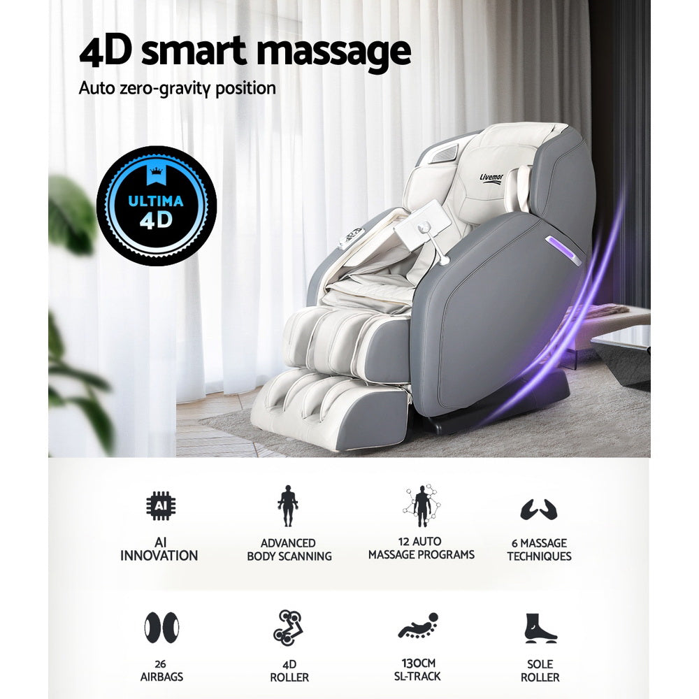 Livemor 4D Massage Chair Electric Recliner Home Massager Gary-3