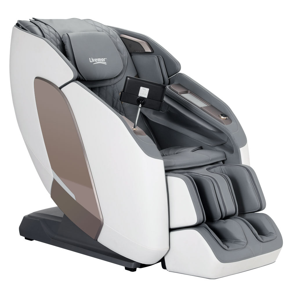 Livemor 4D Massage Chair Electric Recliner Double Core Mechanism Massager Melisa White-0