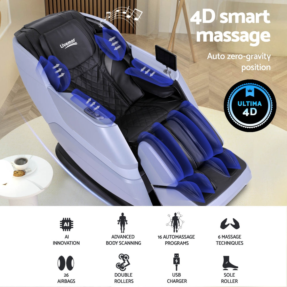 Livemor 4D Massage Chair Electric Recliner Home Massager Miraj-3