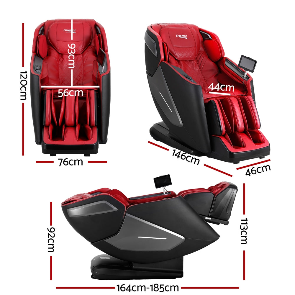 Livemor 4D Massage Chair Electric Recliner Home Massager Red-1