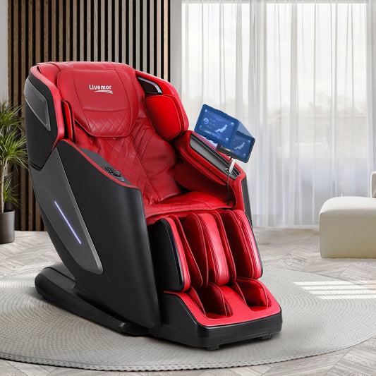 Livemor 4D Massage Chair Electric Recliner Home Massager Red-0