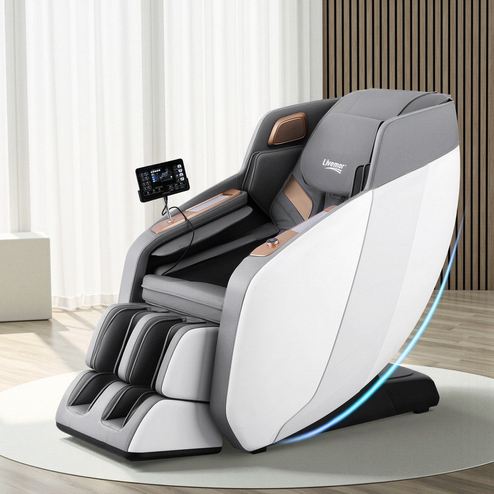 Livemor 4D Massage Chair Electric Recliner Double Core Mechanism Massager ROWA White-6