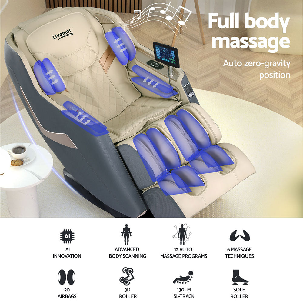 Livemor Massage Chair Electric Recliner Home Massager 3D Opal-3