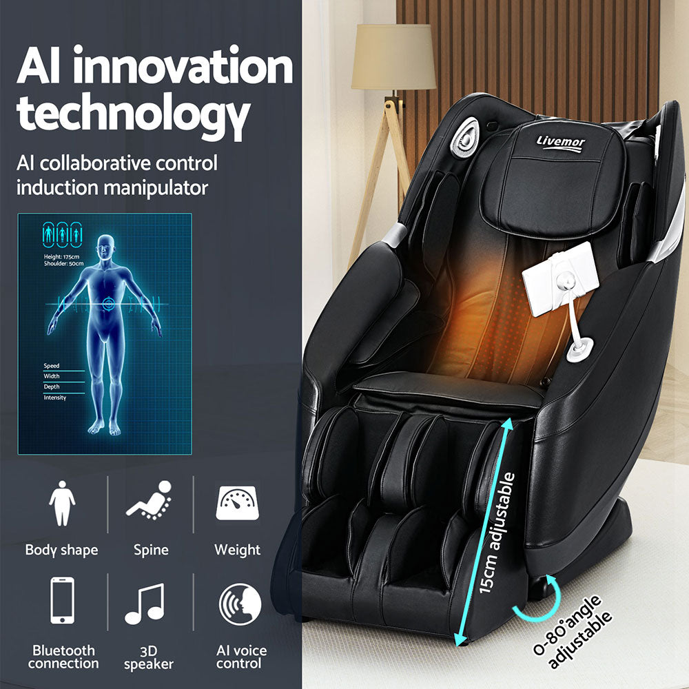 Livemor Massage Chair Electric Recliner Home 3D Massager Flynn-4