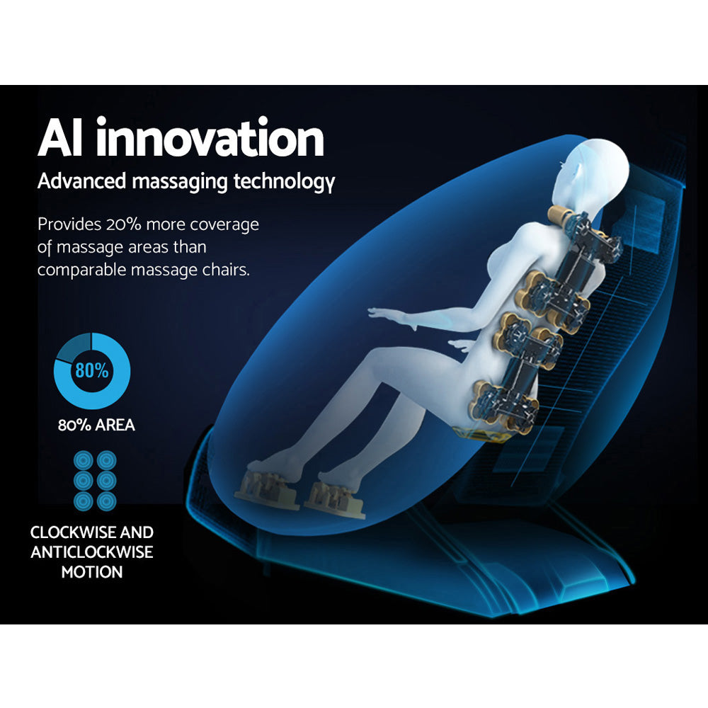 Livemor Massage Chair Electric Recliner Massager Grey Ellmue-5