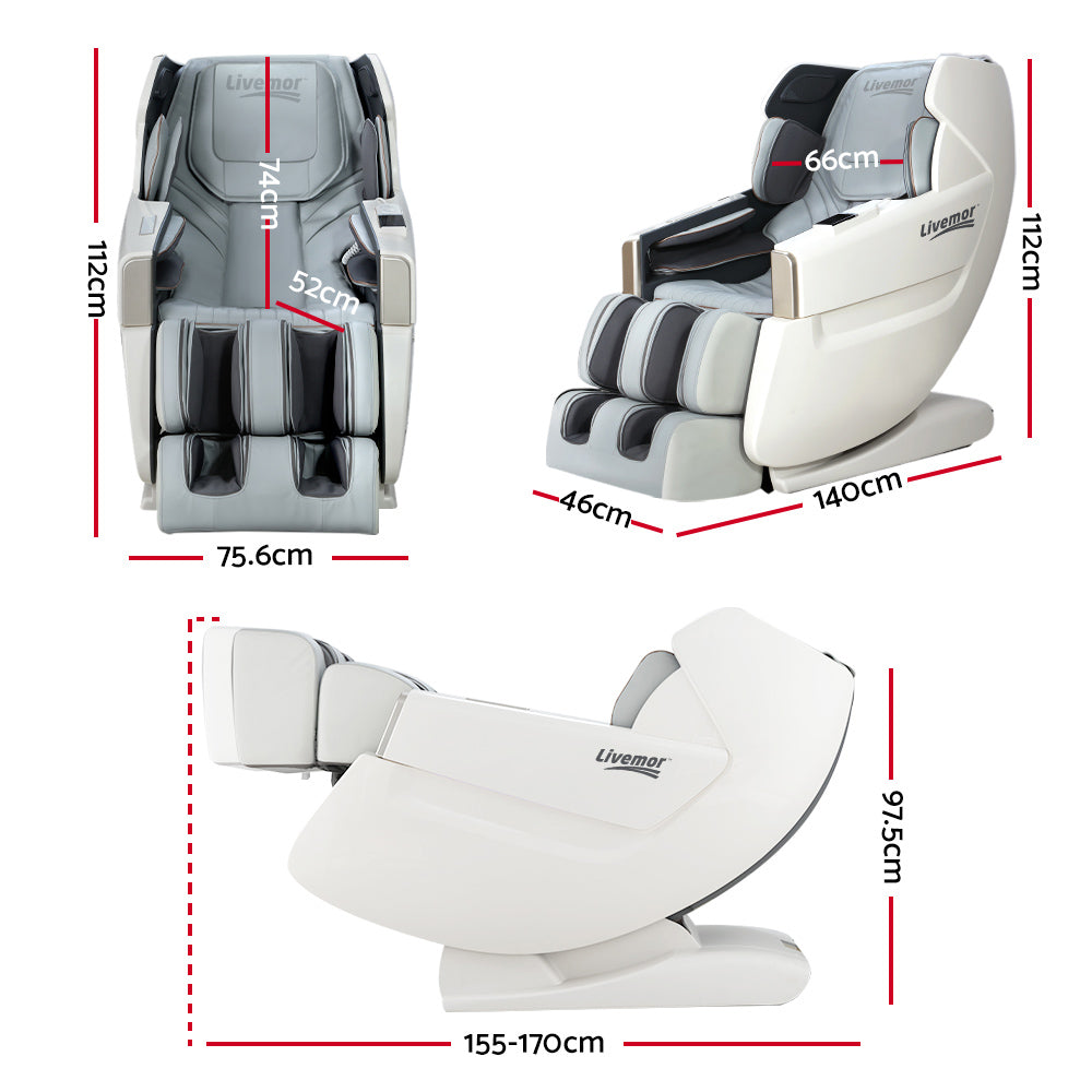 Livemor Massage Chair Electric Recliner Massager White Varitas-1