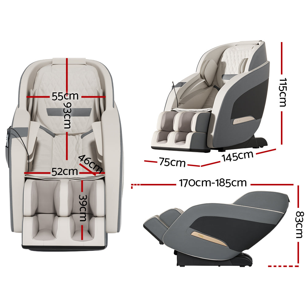 Livemor Massage Chair Electric Recliner Massager Grey Decima-1