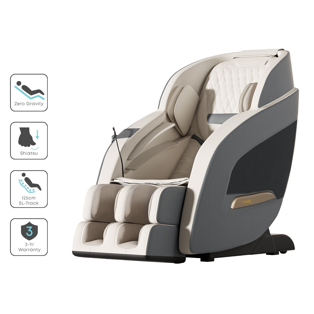 Livemor Massage Chair Electric Recliner Massager Grey Decima-6