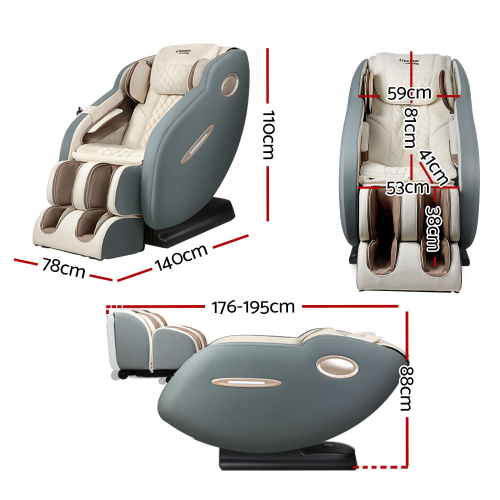 Livemor Massage Chair Electric Recliner Massager Grey Ozeni-1