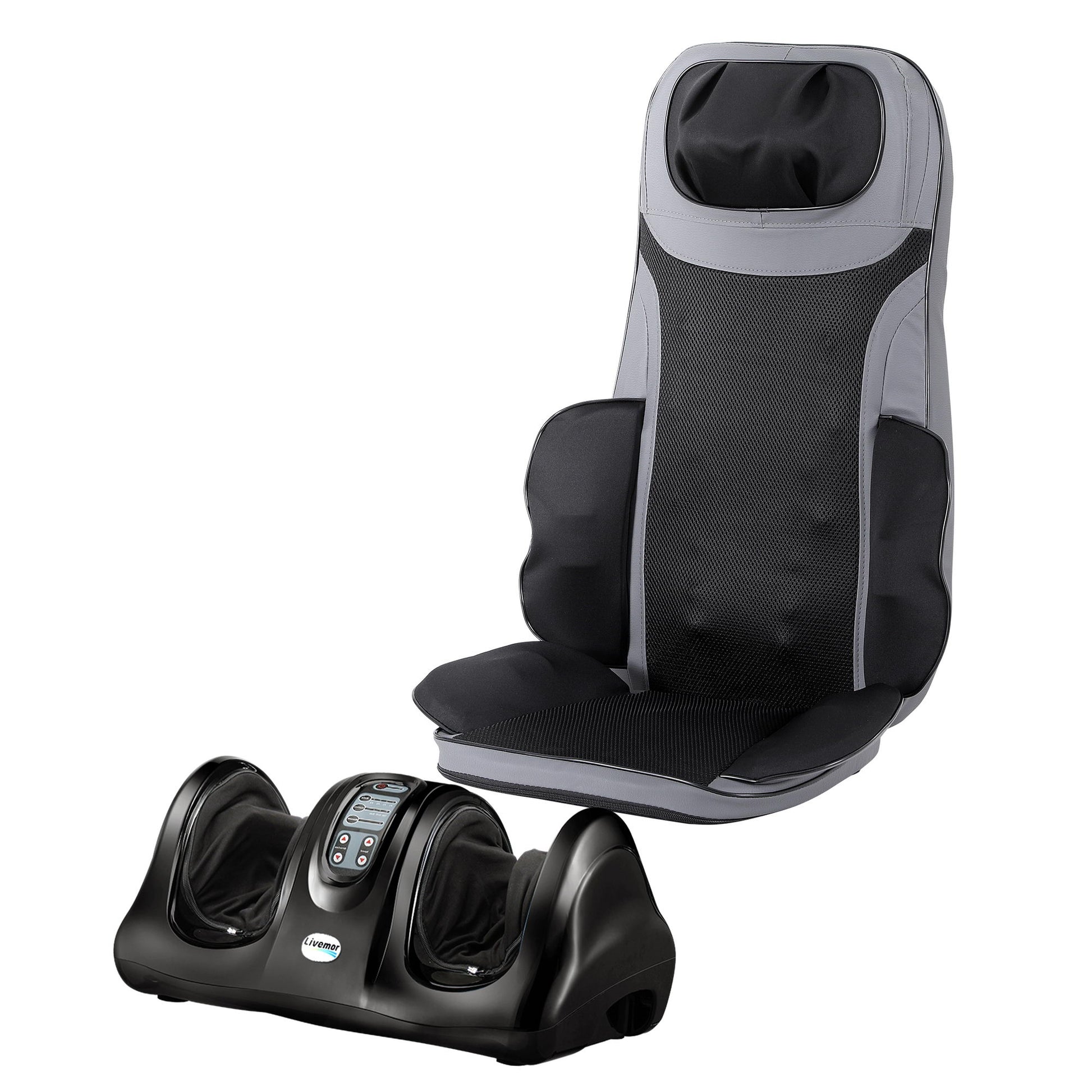 Livemor 8-nodes Full Back Massage Seat Cushion Heating With Foot Massagers-9