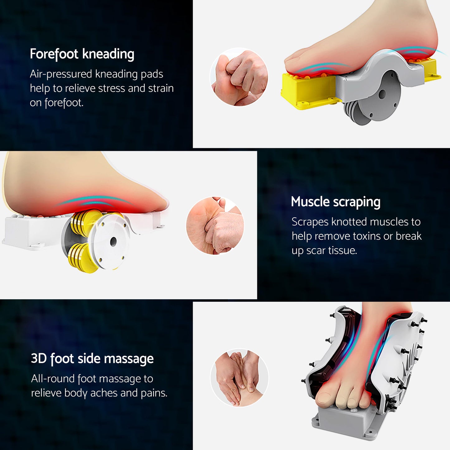 Livemor 8-nodes Full Back Massage Seat Cushion Heating With Foot Massagers-7