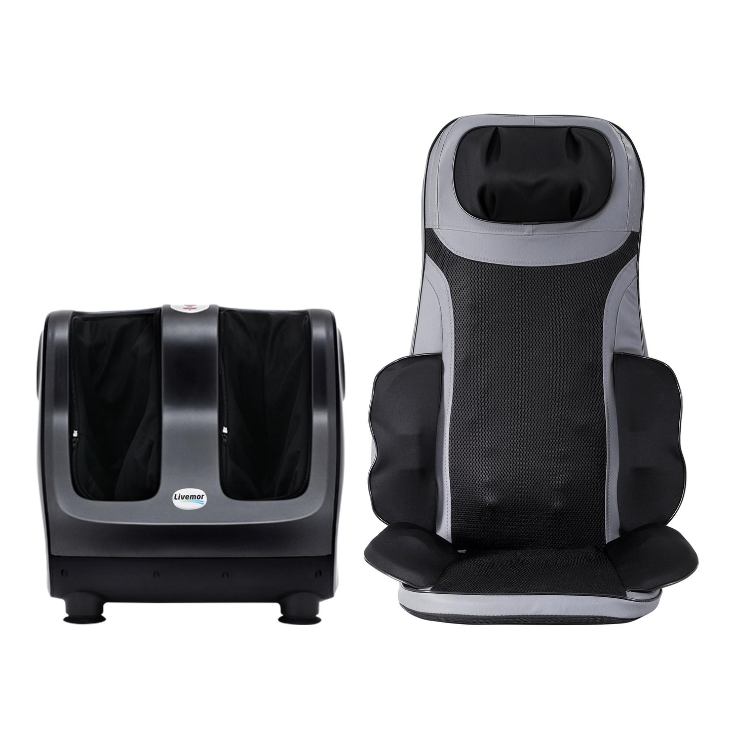 Livemor Full Back Massage Seat Cushion Heating With 360° Foot Massagers-3