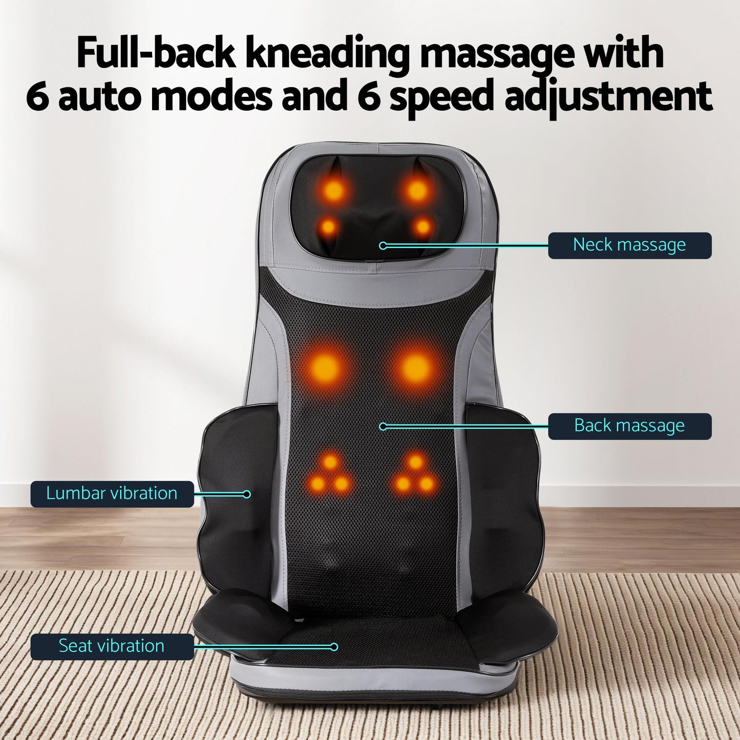 Livemor Full Back Massage Seat Cushion Heating With 360° Foot Massagers-4
