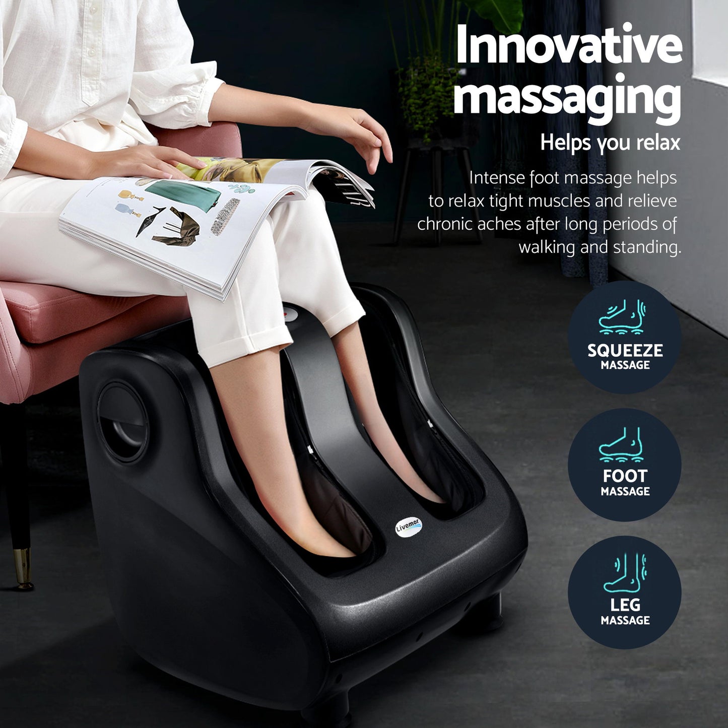 Livemor Full Back Massage Seat Cushion Heating With 360° Foot Massagers-6