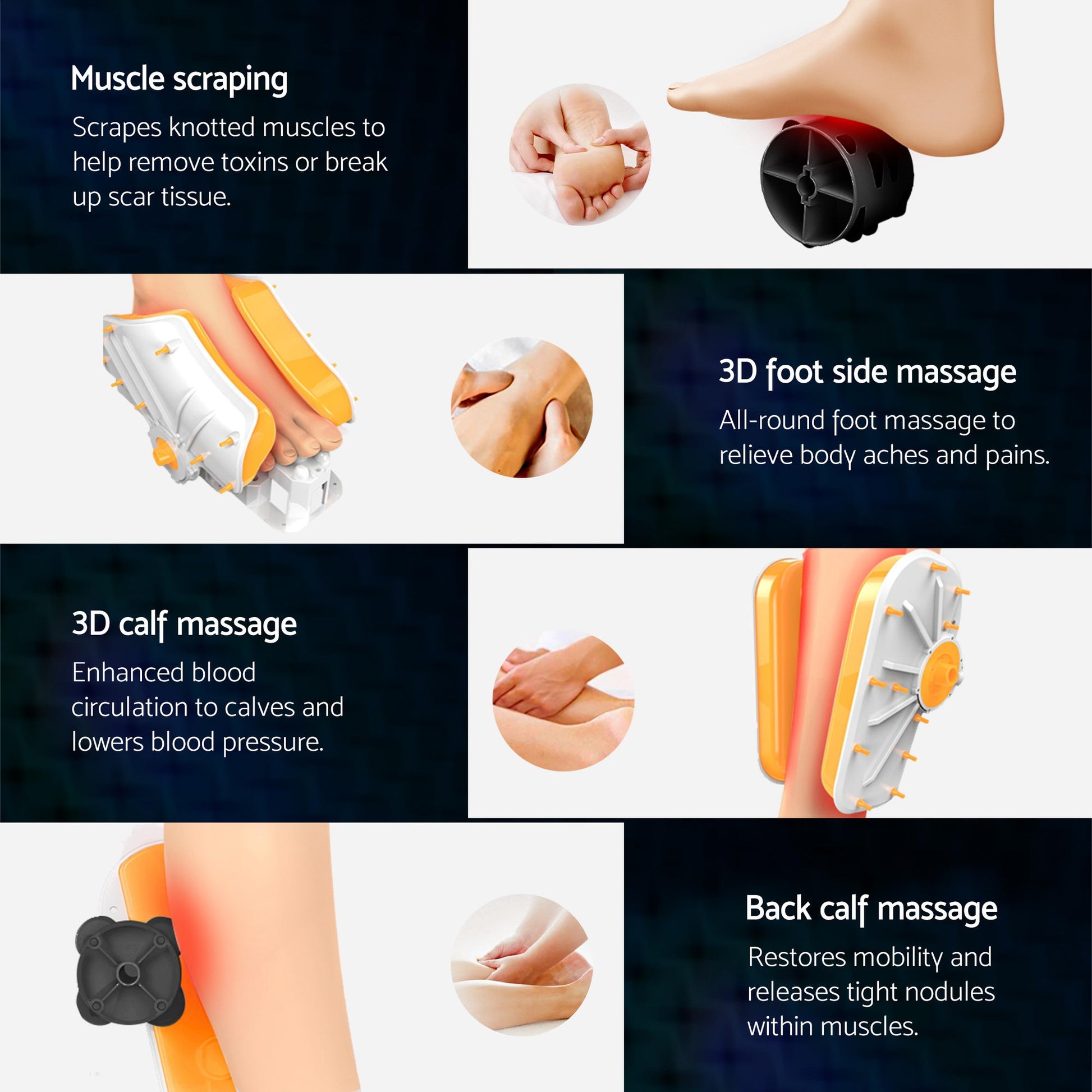 Livemor Massage Cushion Heating Massage Seats With Calf Foot Massager-8