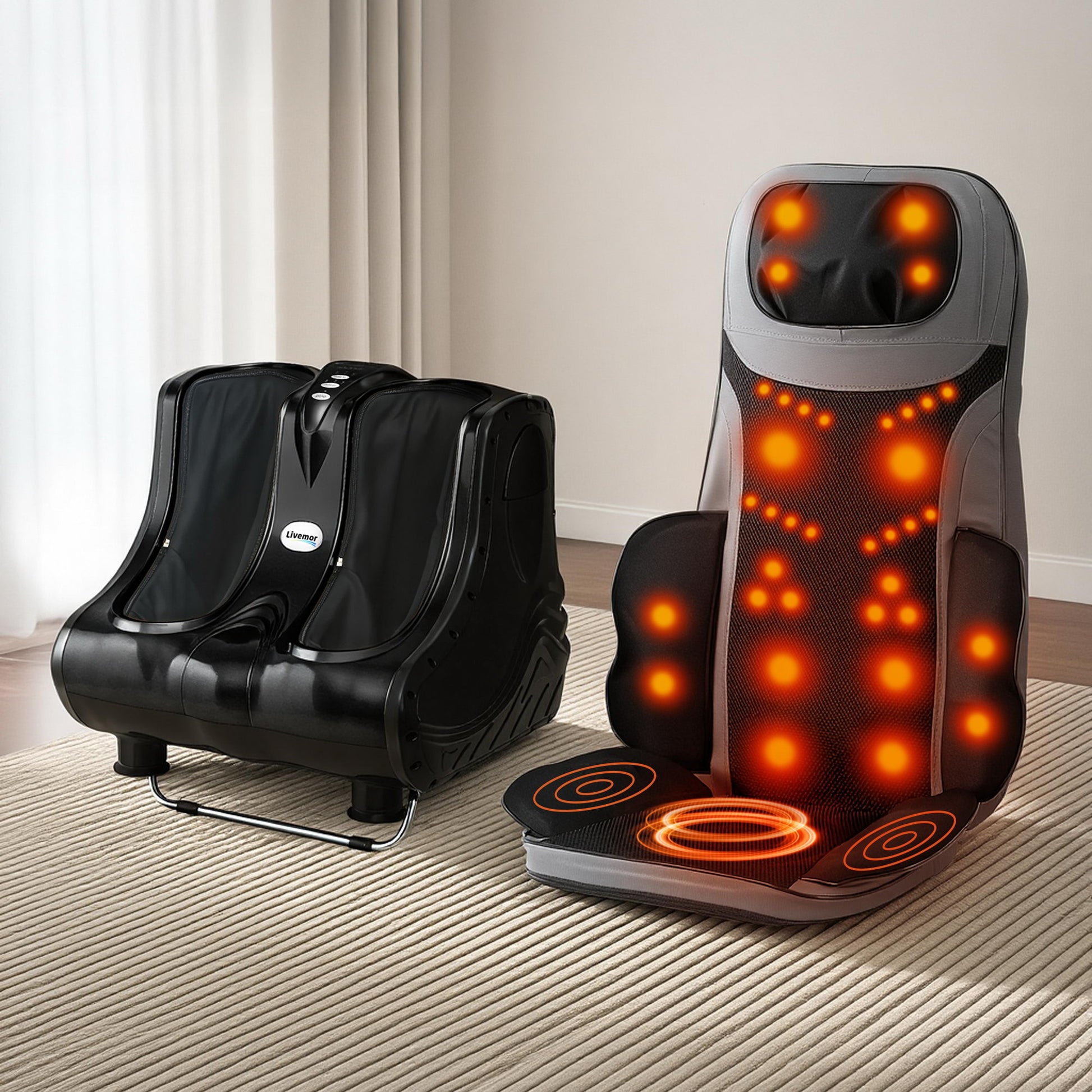 Livemor Massage Cushion Heating Massage Seats With Calf Foot Massager-0