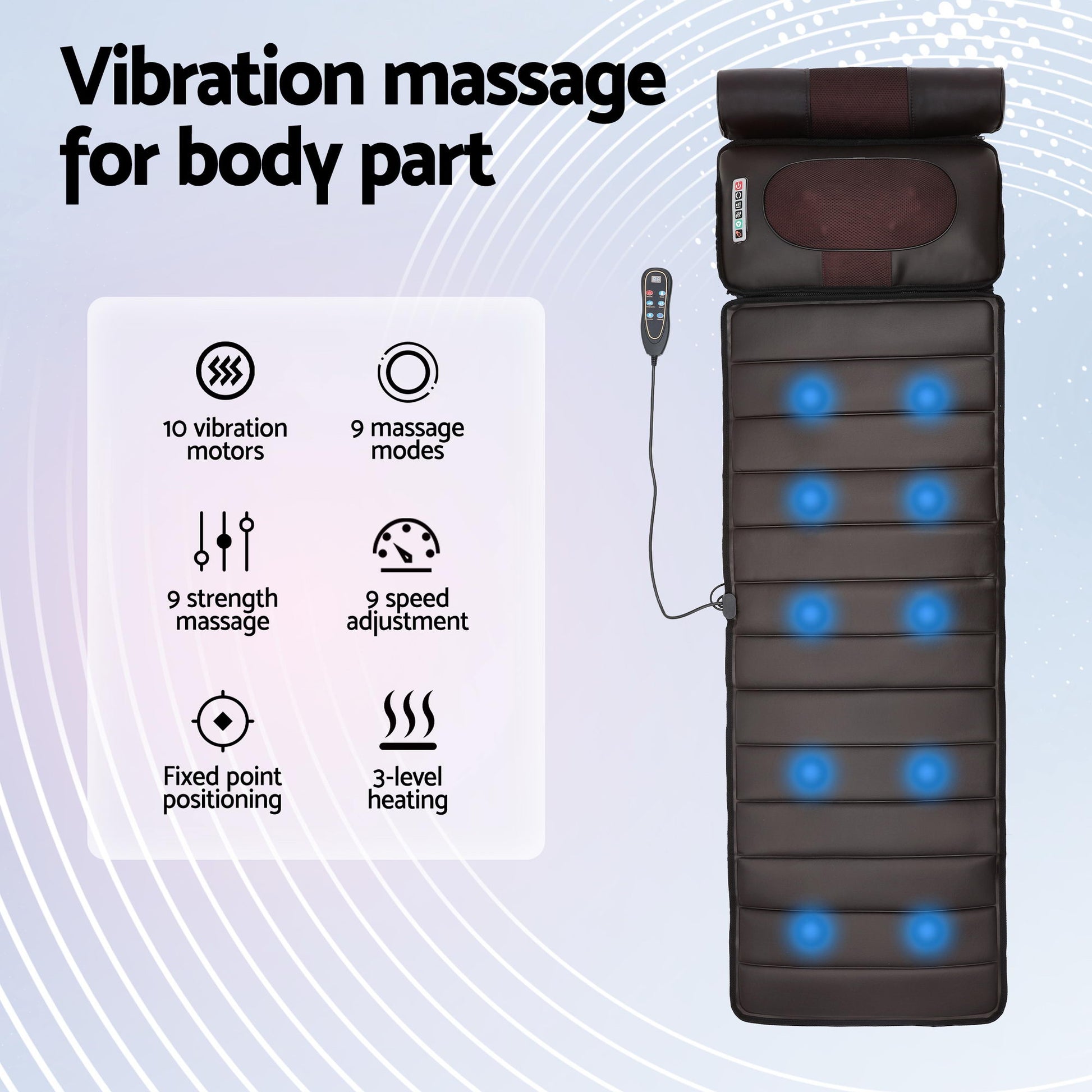 Livemor Massage Mat Kneading Neck Foot Massager Heated Vibration Airbag Mattress-5