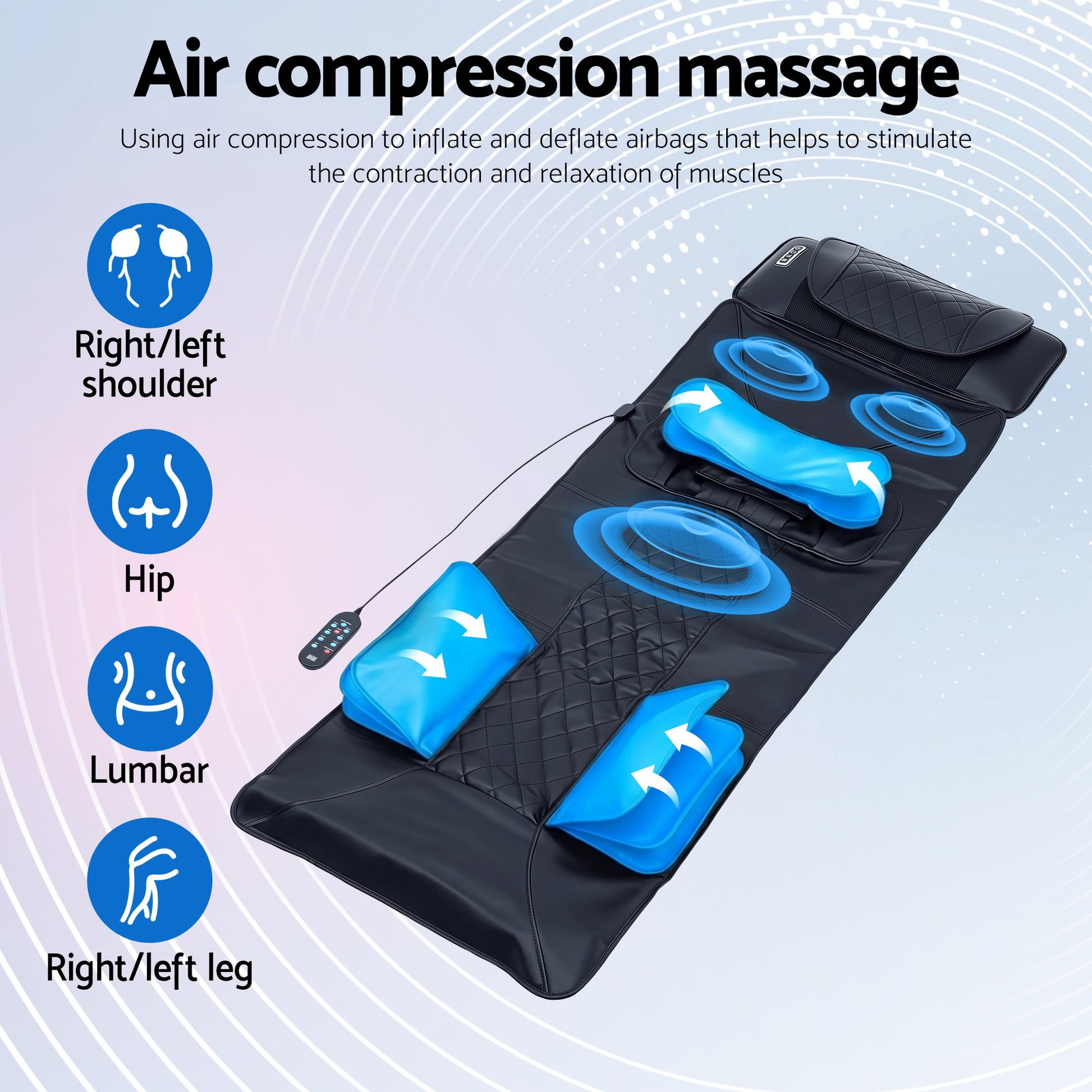 Livemor Massage Mat Heated Kneading Neck Massager Lumbar Airbag Stretch-5