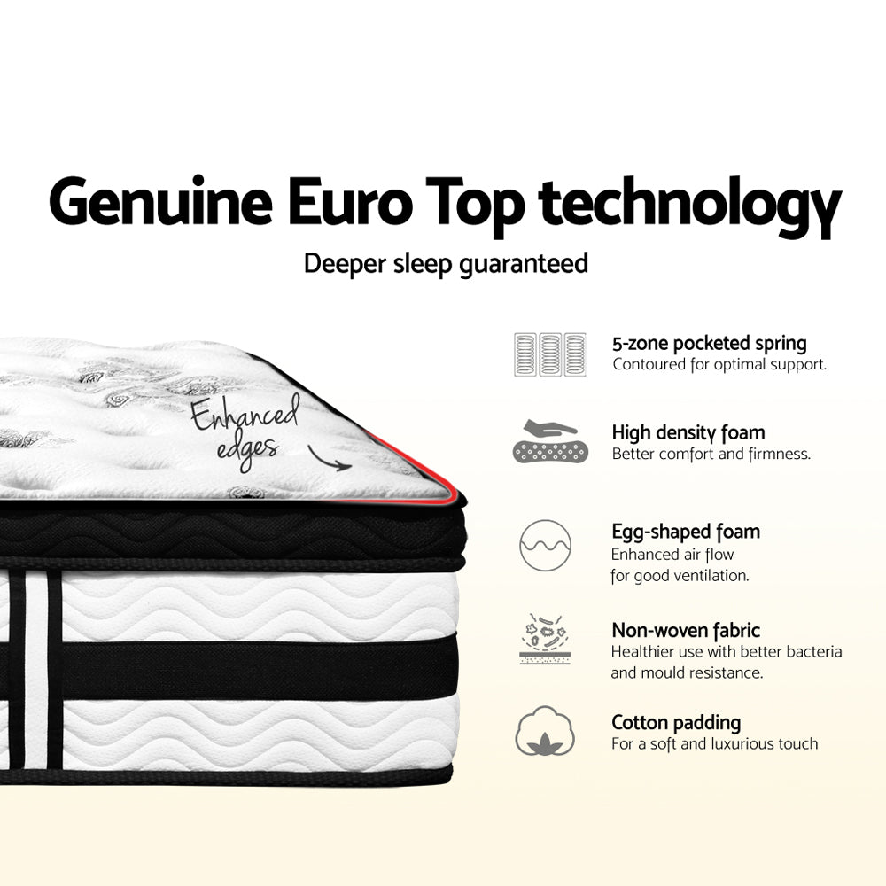 Giselle Bedding 34cm Mattress Euro Top Pocket Spring Double-5