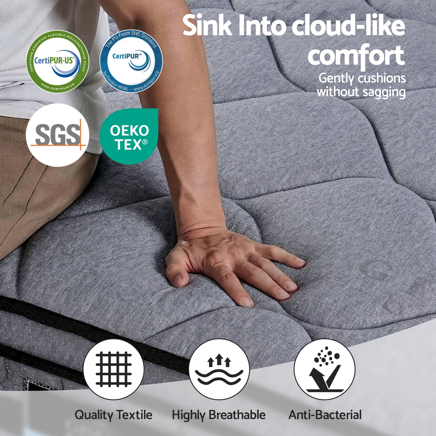 Giselle Bedding 34cm Queen Mattress Hybrid, Pocket Spring Bed Mattress