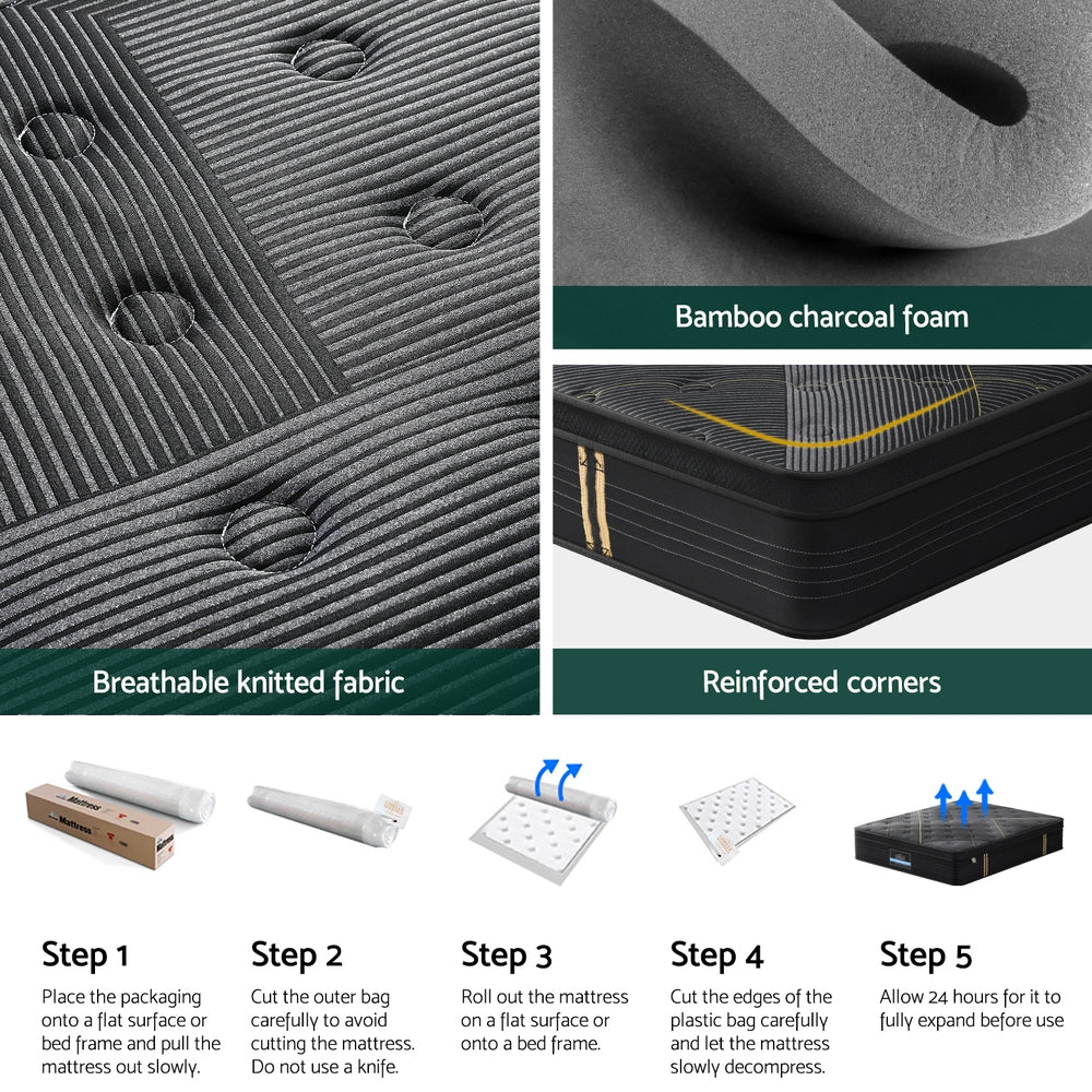 35cm Giselle Mattress King Bed Bamboo Pocket Firm Foam-5