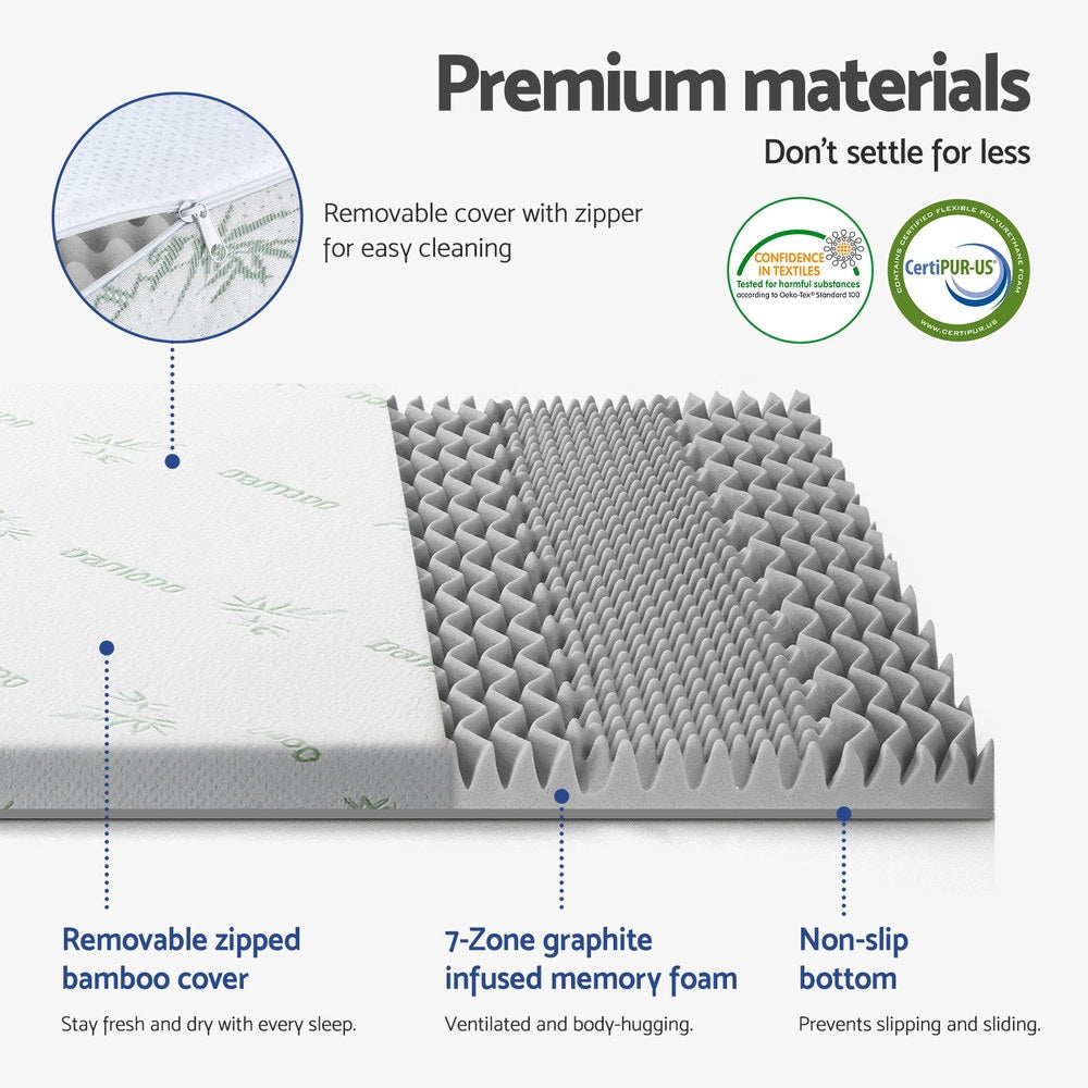 Giselle Bedding 8cm Memory Foam Mattress Topper 7-Zone Graphite Double-4