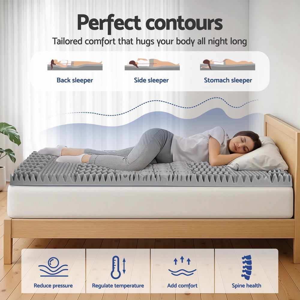 Giselle Bedding 8cm Memory Foam Mattress Topper 7-Zone Graphite Single-3