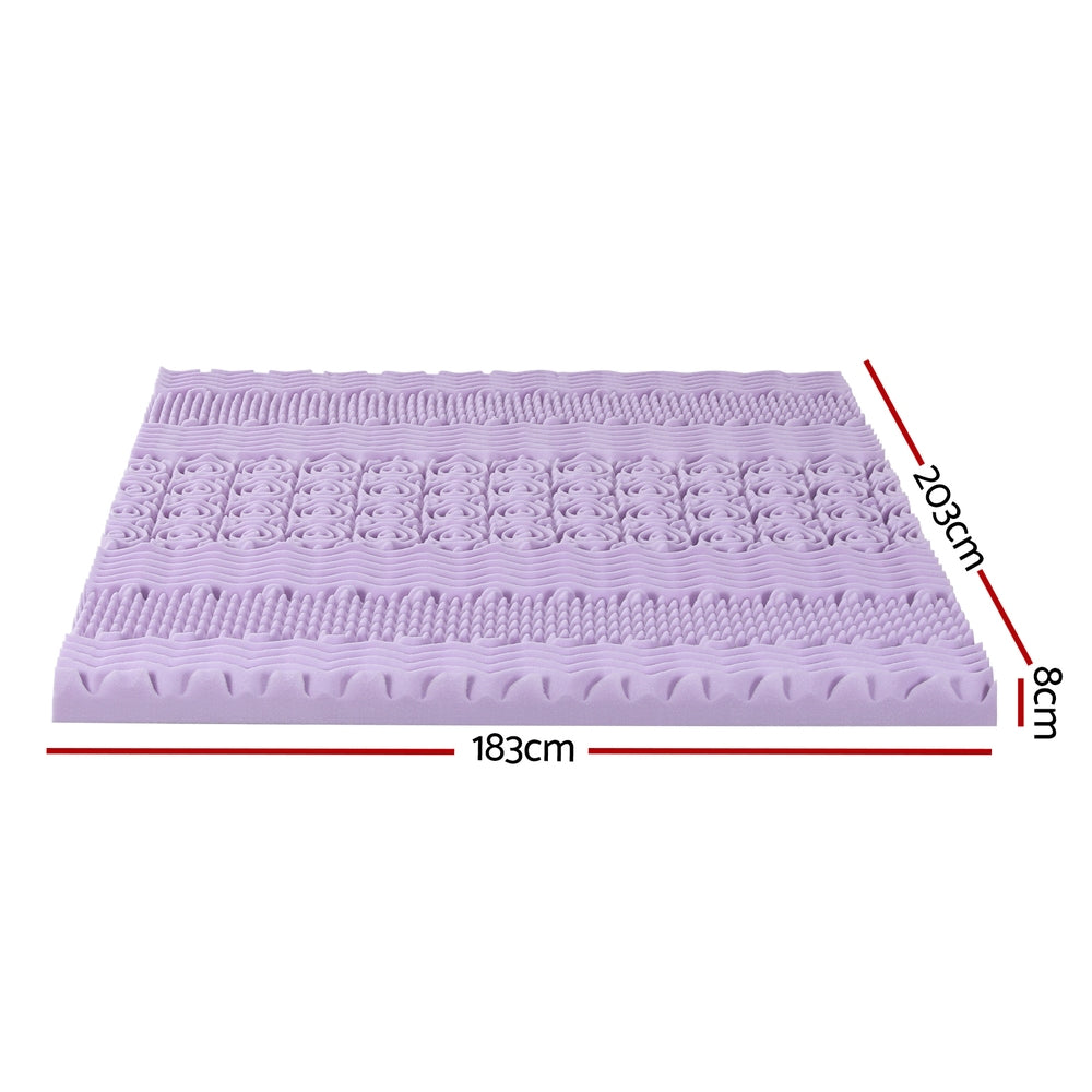 Giselle 8cm Memory Foam Mattress Topper Lavender Infused Bamboo Cover 7-Zone King-1