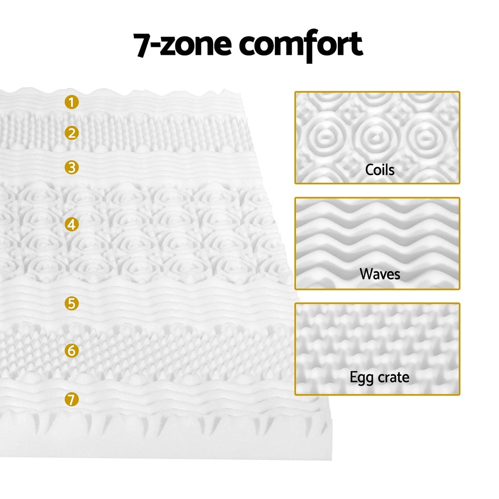 Giselle Bedding Memory Foam Mattress Topper 7-Zone Airflow Pad 8cm Double White-4