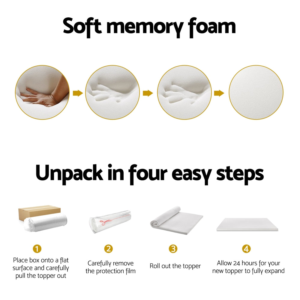 Giselle Bedding Memory Foam Mattress Topper 7-Zone Airflow Pad 8cm Double White-5