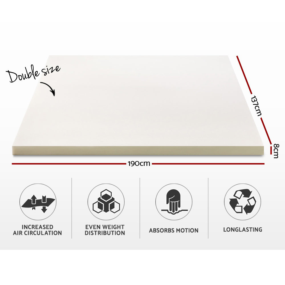 Giselle Bedding Memory Foam Mattress Topper 8cm Double-1