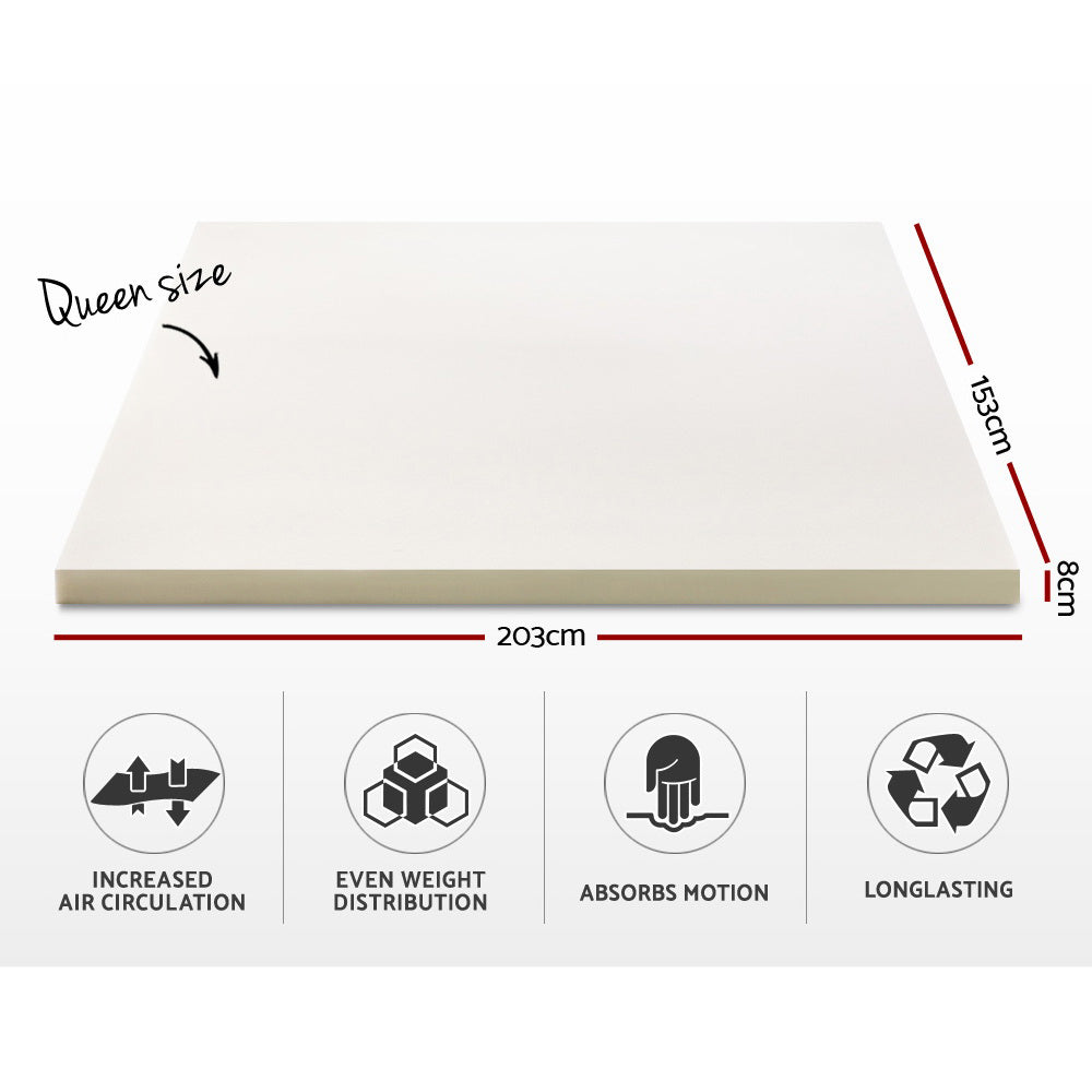 Giselle Bedding Memory Foam Mattress Topper 8cm Queen-1